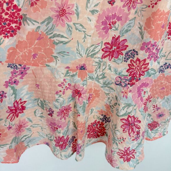 LOFT Floral Flutter Flounce Dress in Pink Champagne Size Small S EUC - Picture 4 of 11